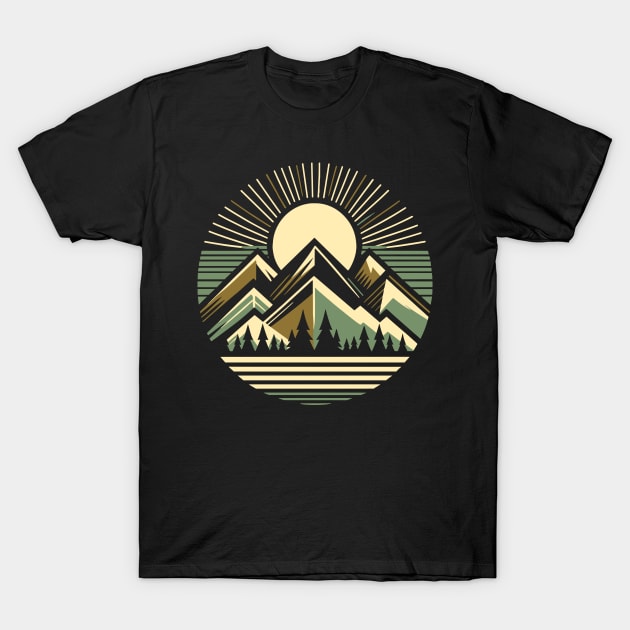 Majestic Mountains in Vintage Style T-Shirt by Xeire